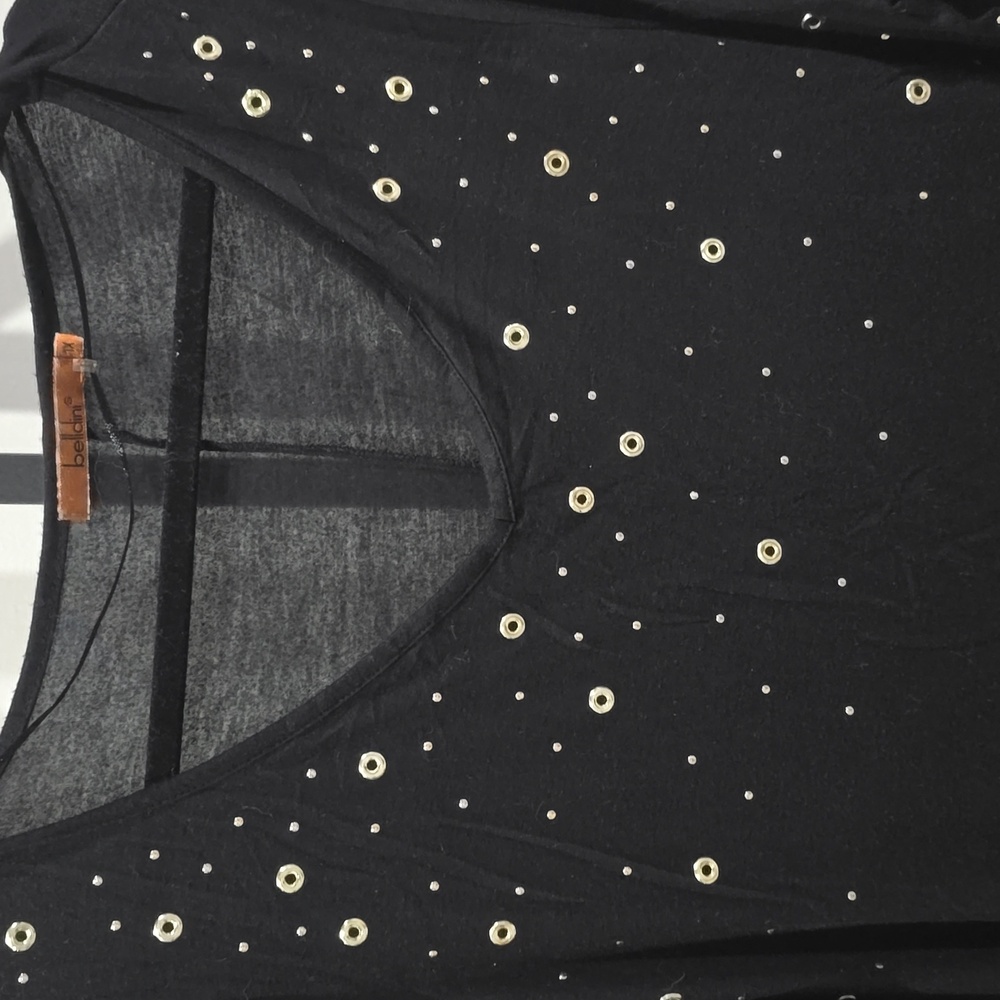 EUC Black Tunic Top With Gold Detail - Picture 3 of 6